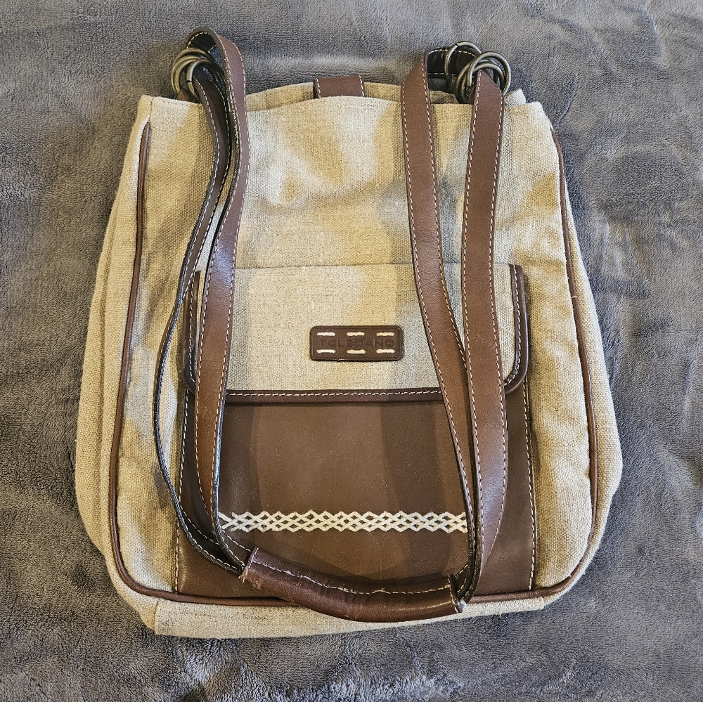Brown and Tan Canvas Bag